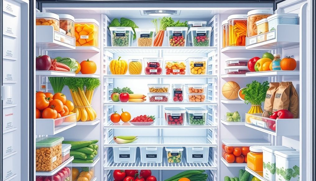 What is the best way to organize the refrigerator and avoid food waste?